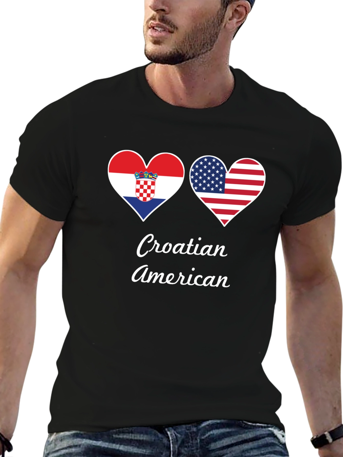 Croatia USA Flag Heart T-Shirt Croatian American