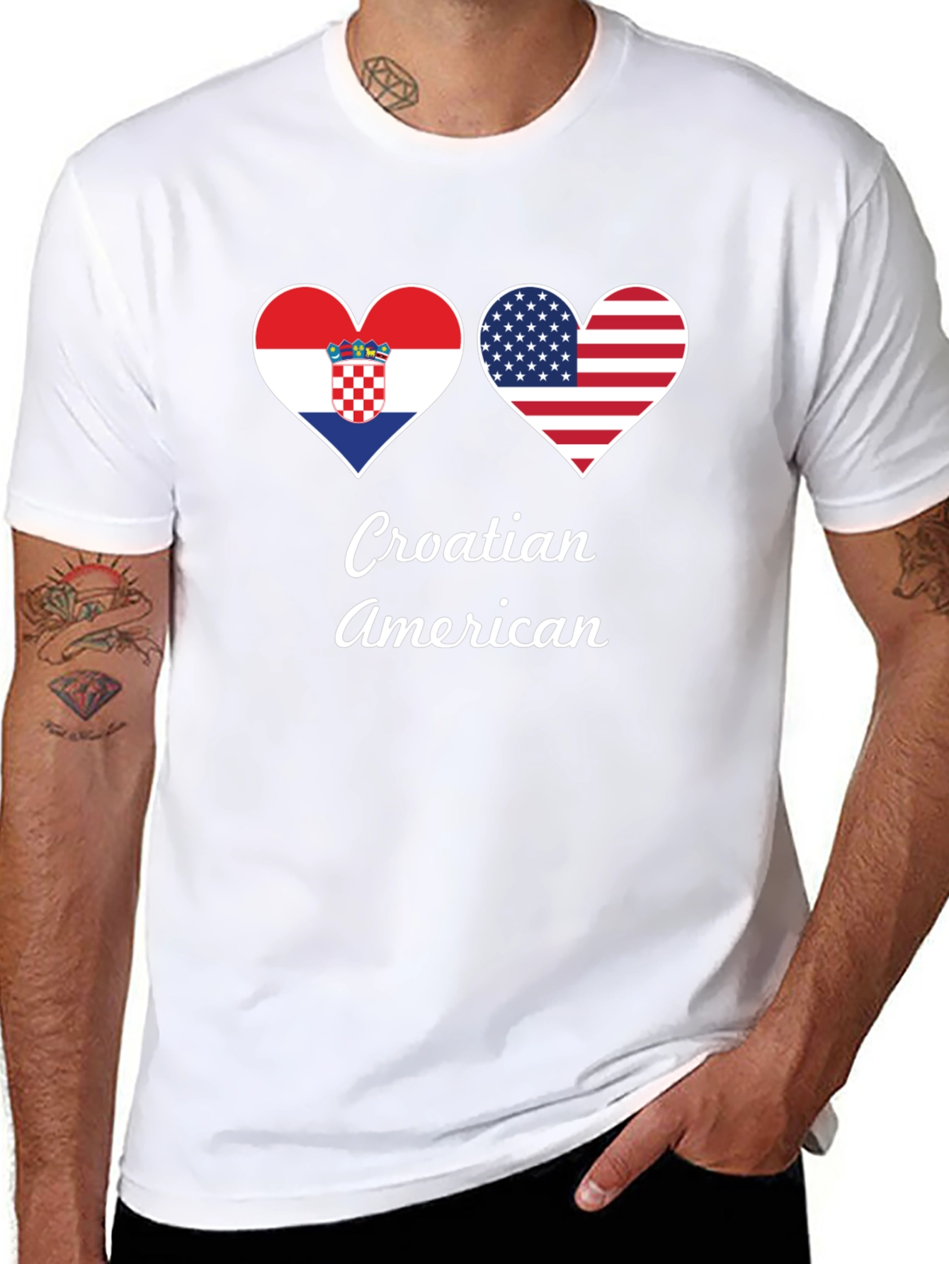 Croatia USA Flag Heart T-Shirt Croatian American