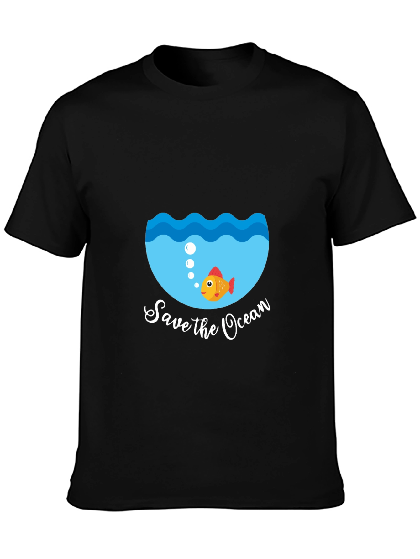 Save the Ocean Graphic Tee - Black Cotton T-Shirt