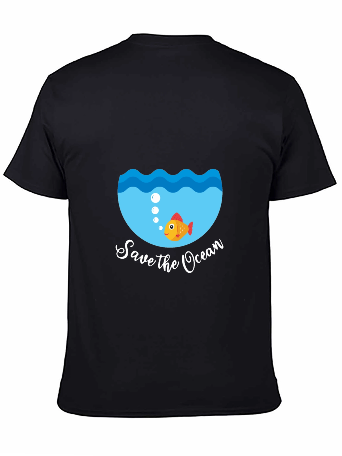 Save the Ocean Graphic Tee - Black Cotton T-Shirt
