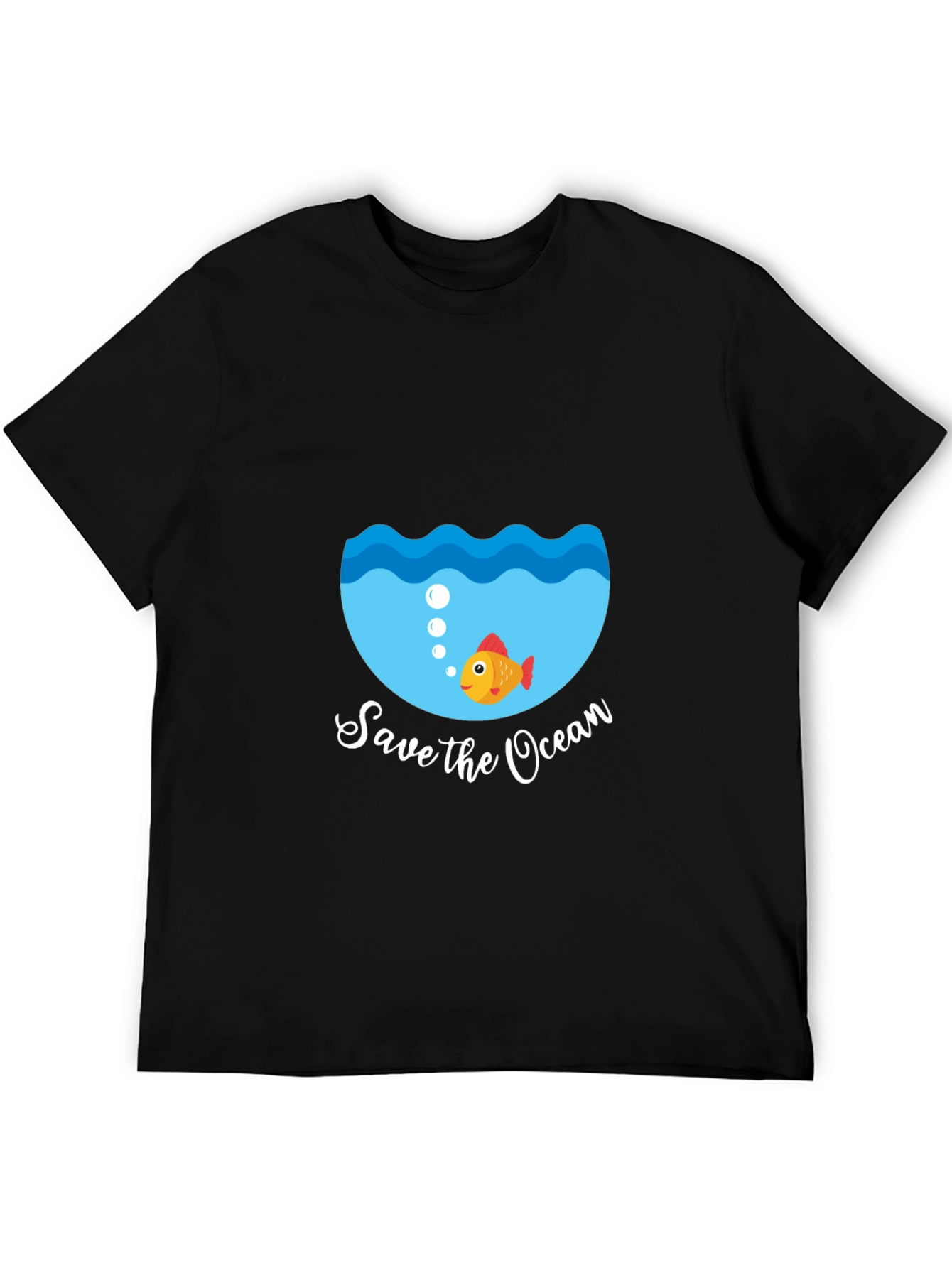 Save the Ocean Graphic Tee - Black Cotton T-Shirt