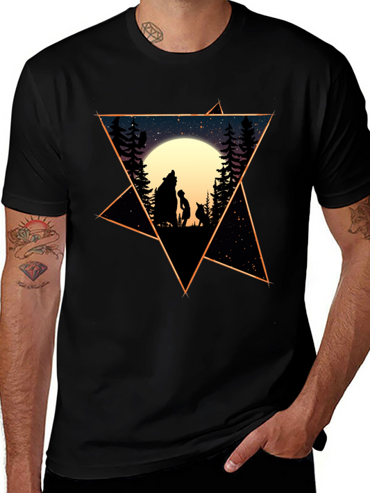 Starry Night Wolf & Child Graphic Tee