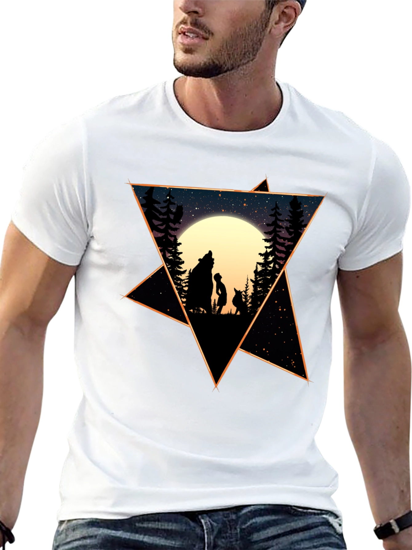 Starry Night Wolf & Child Graphic Tee