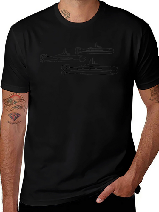 Submarine Graphic Tee - Black Crew Neck T-Shirt