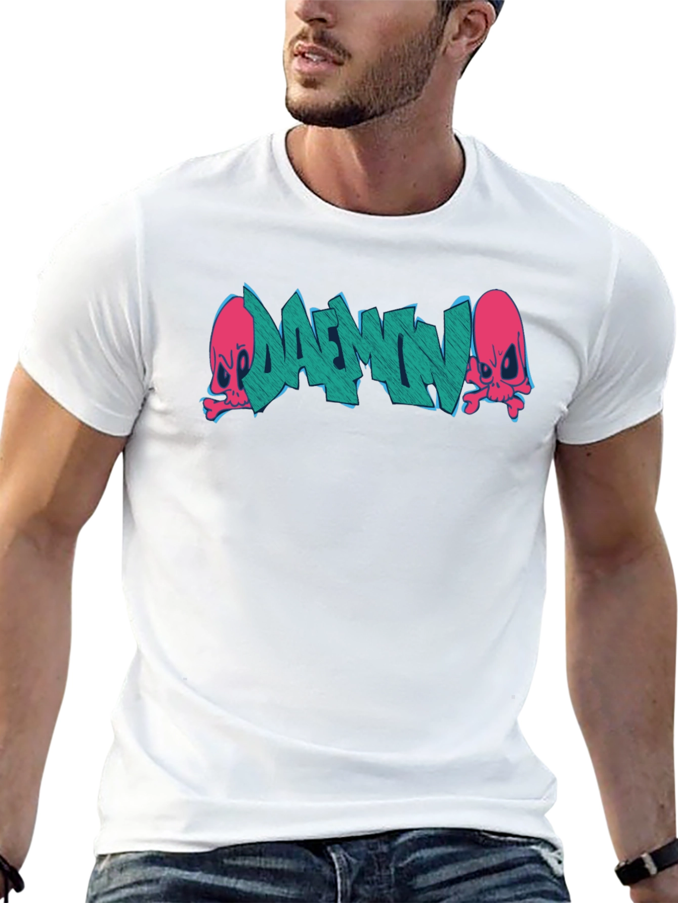 Daemon Graffiti Graphic T-Shirt - Black