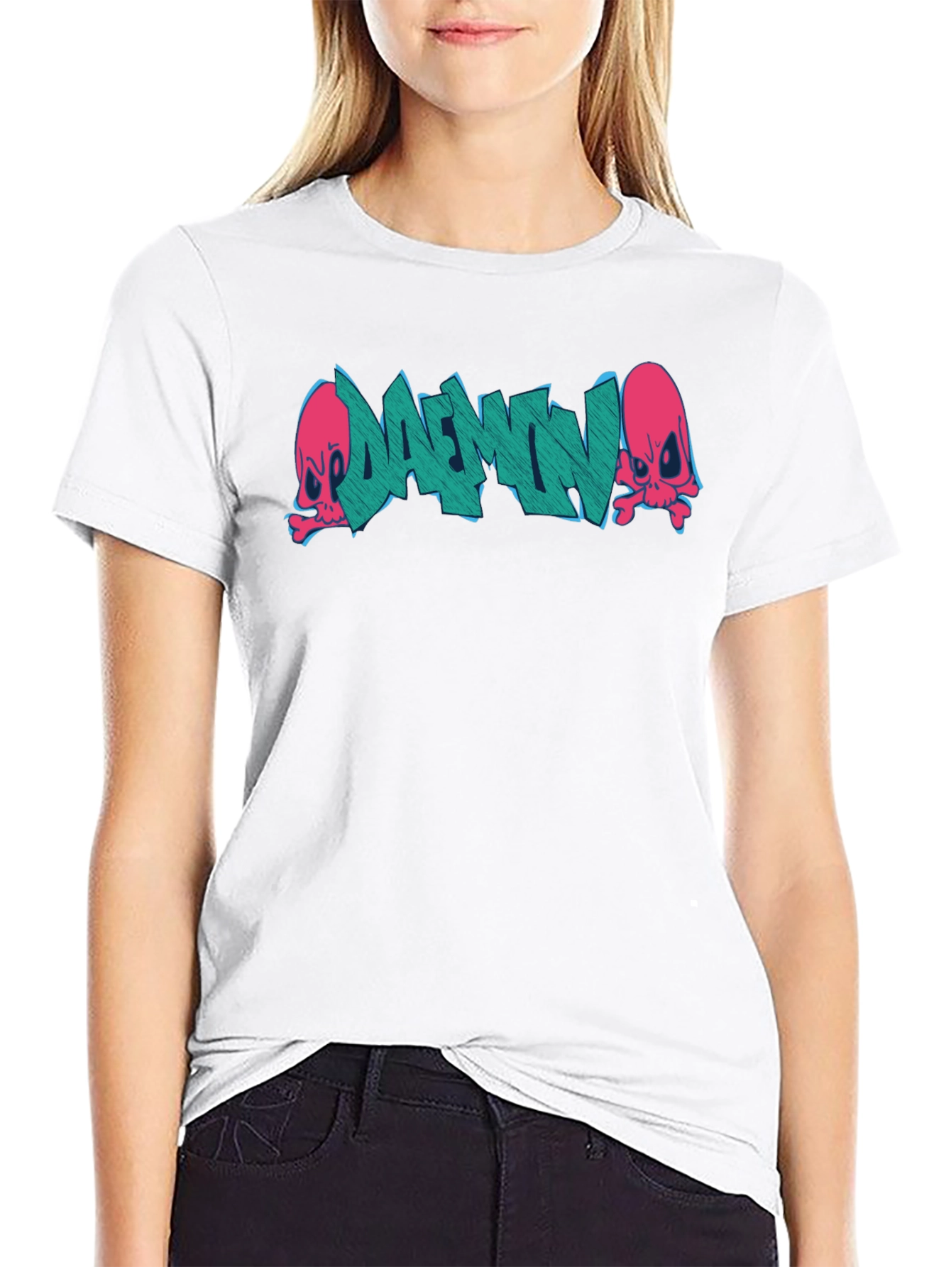 Daemon Graffiti Graphic T-Shirt - Black
