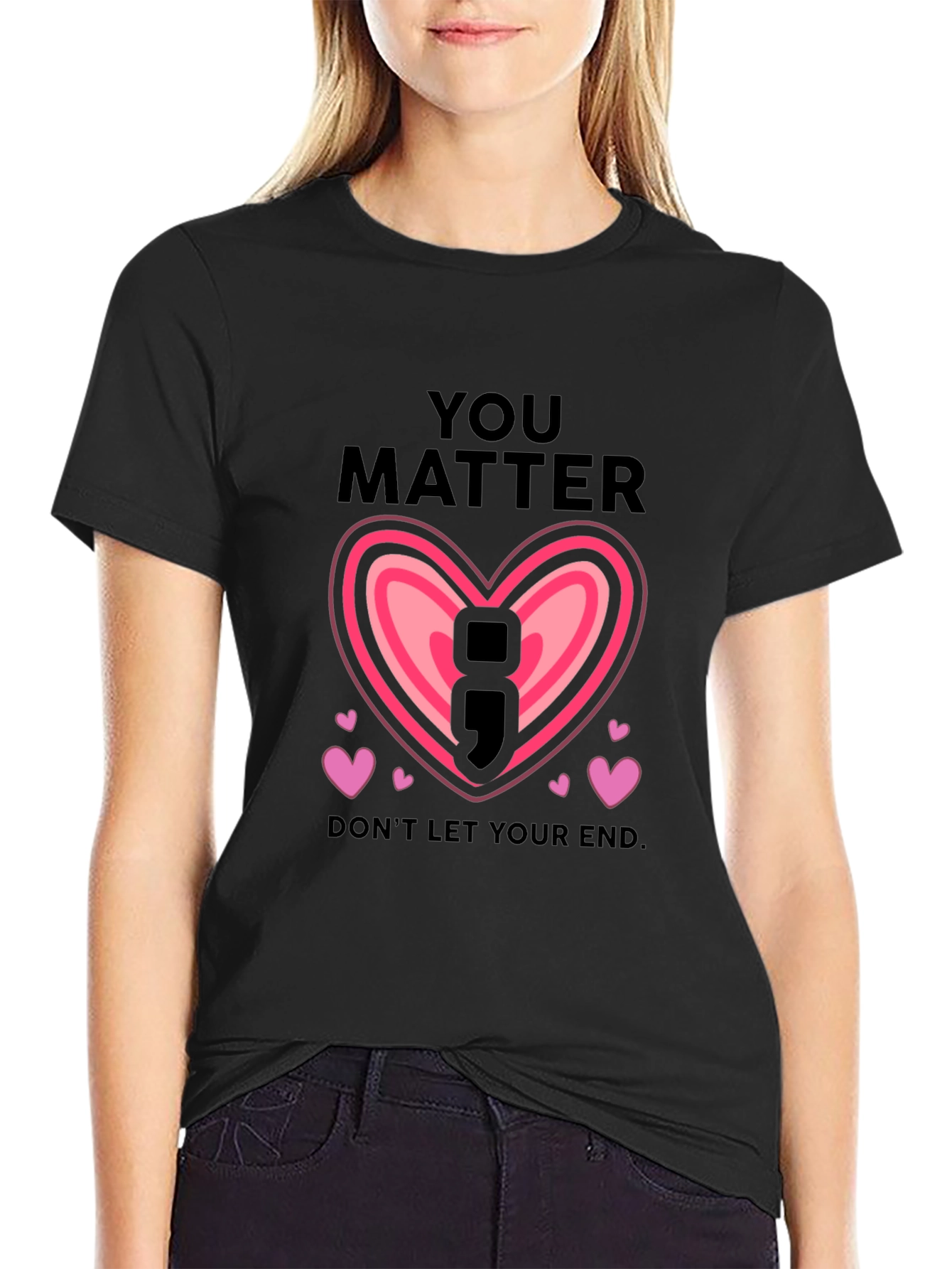 You Matter Semicolon Heart Graphic T-Shirt