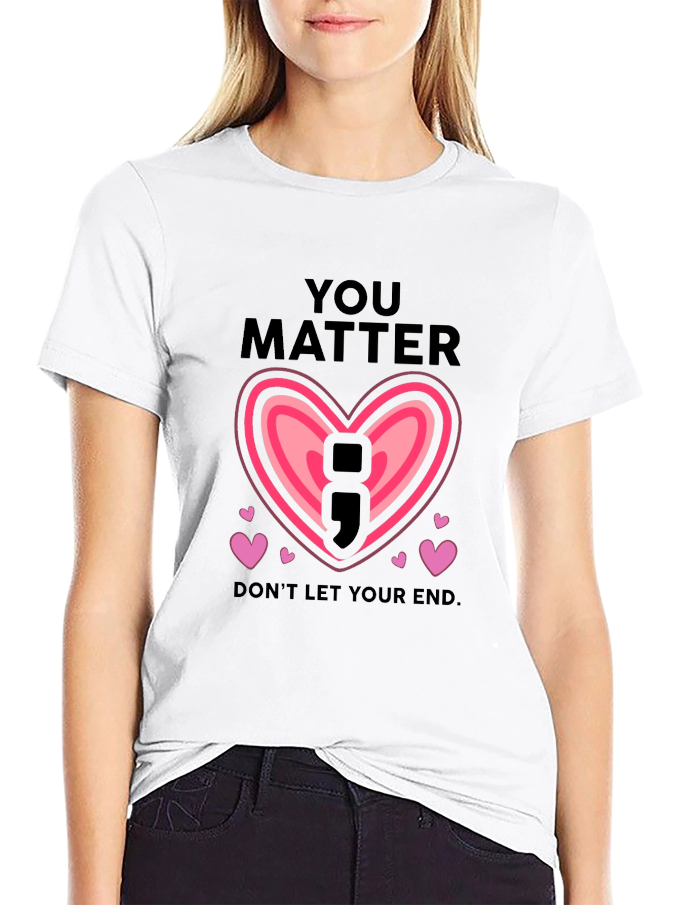 You Matter Semicolon Heart Graphic T-Shirt