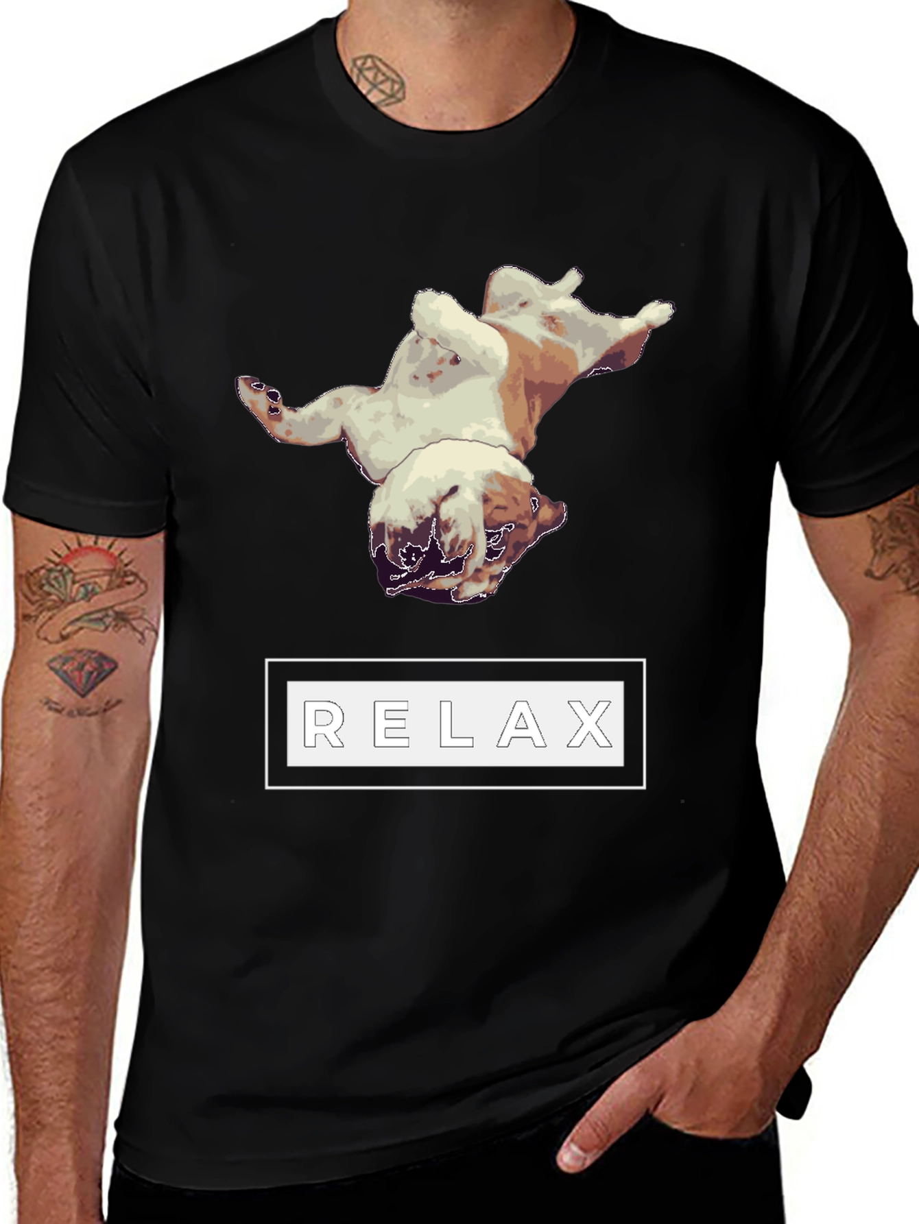 Relaxing Bulldog Graphic Tee - Black