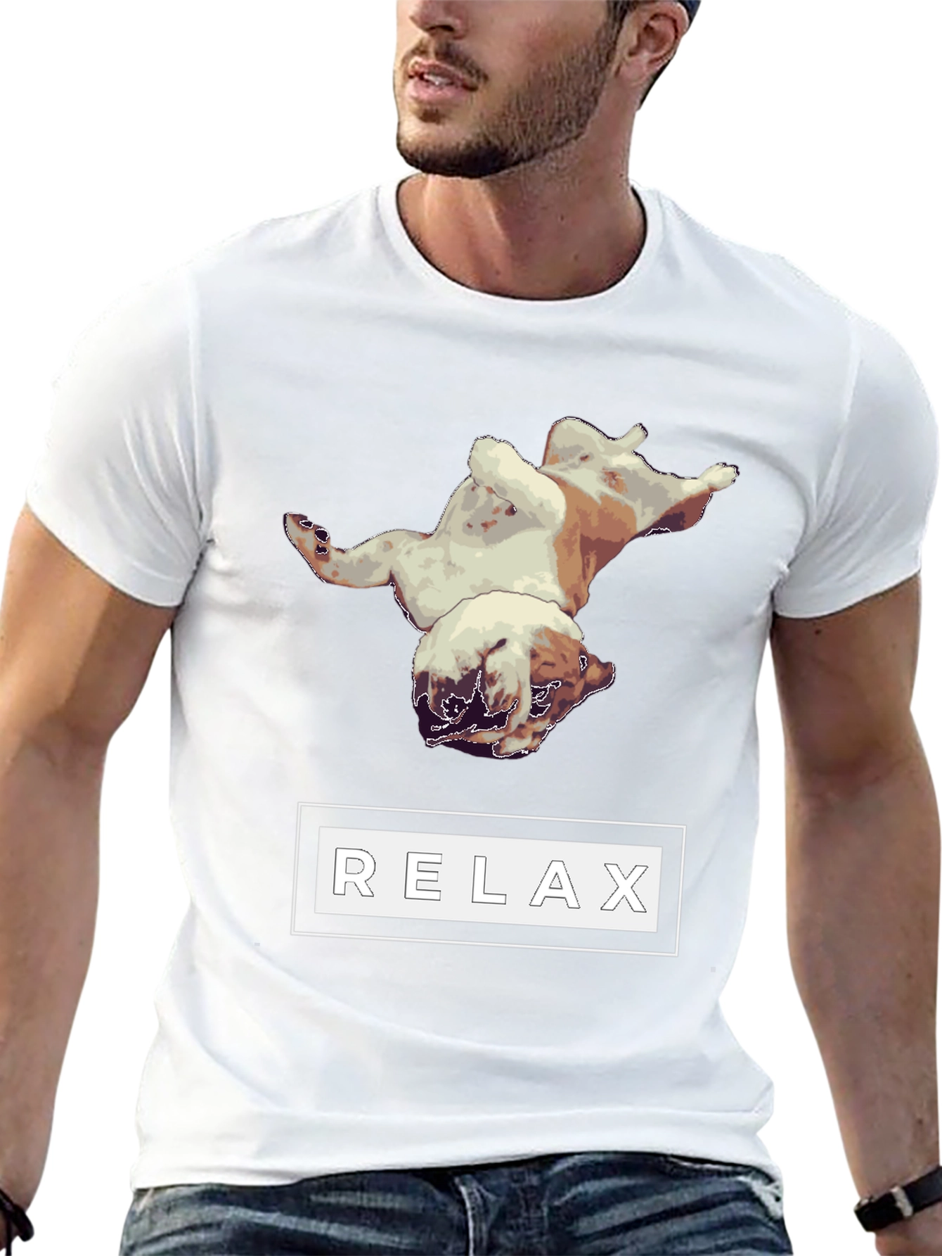 Relaxing Bulldog Graphic Tee - Black