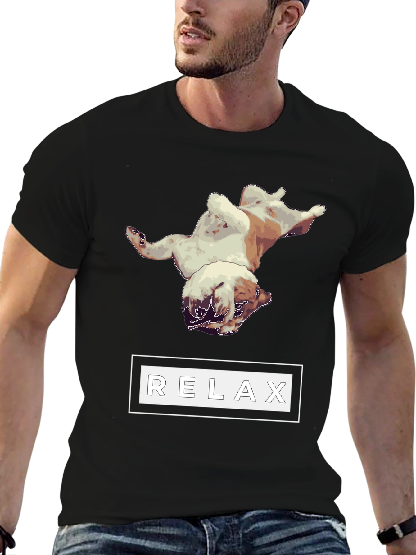 Relaxing Bulldog Graphic Tee - Black