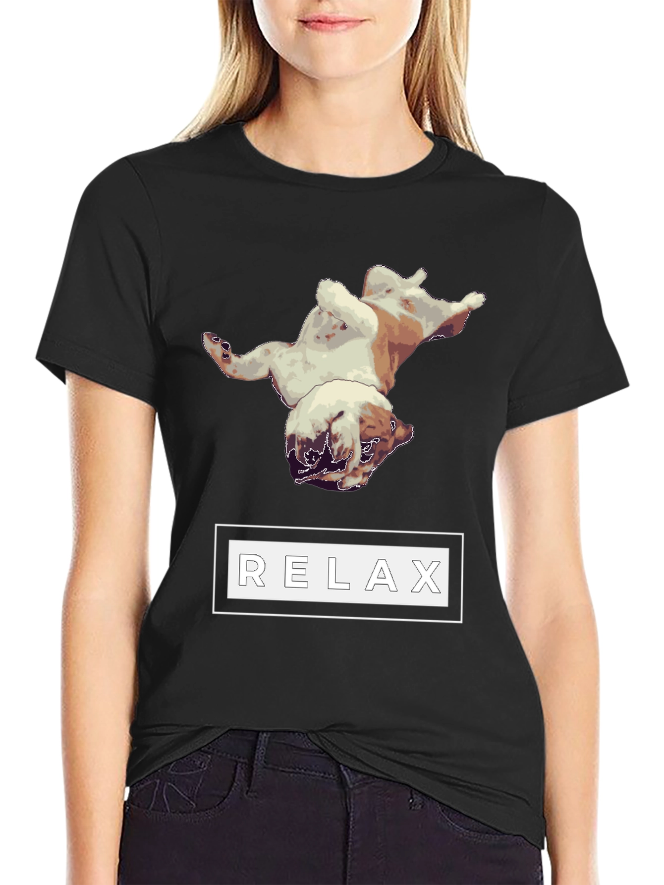 Relaxing Bulldog Graphic Tee - Black
