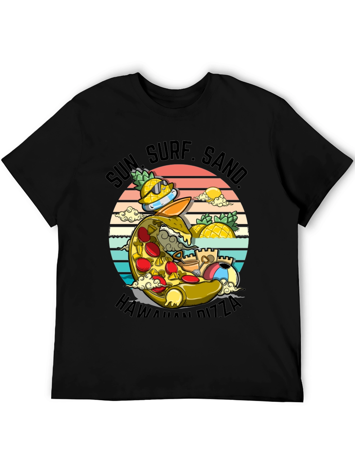 Sun Surf Sand Hawaiian Pizza T-Shirt