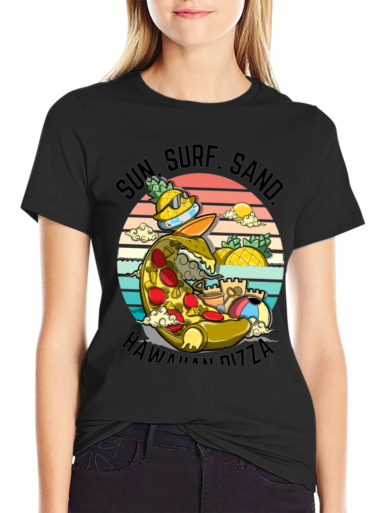 Sun Surf Sand Hawaiian Pizza T-Shirt