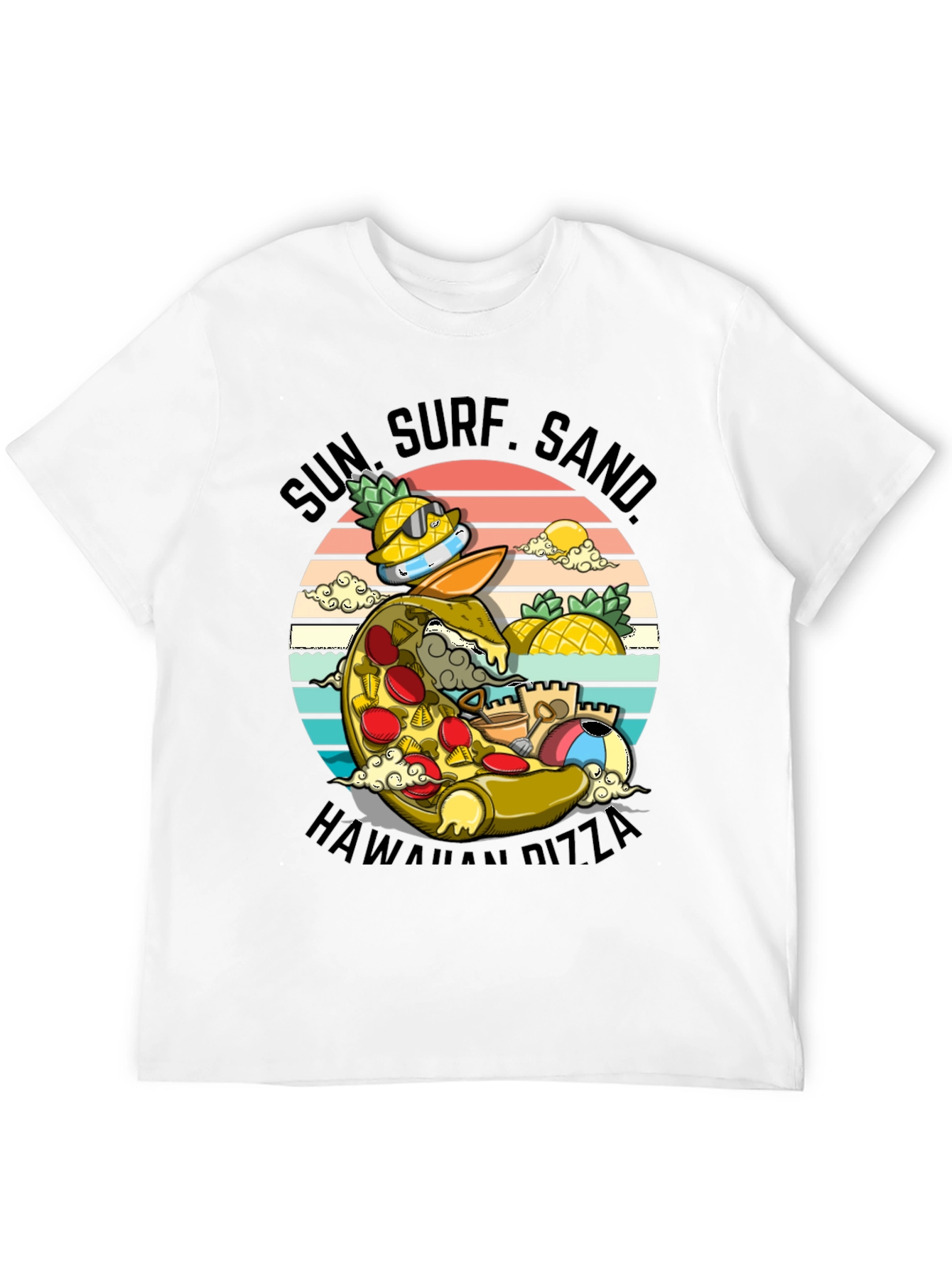 Sun Surf Sand Hawaiian Pizza T-Shirt
