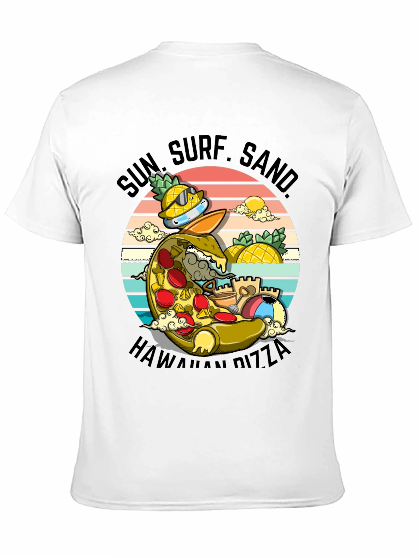 Sun Surf Sand Hawaiian Pizza T-Shirt