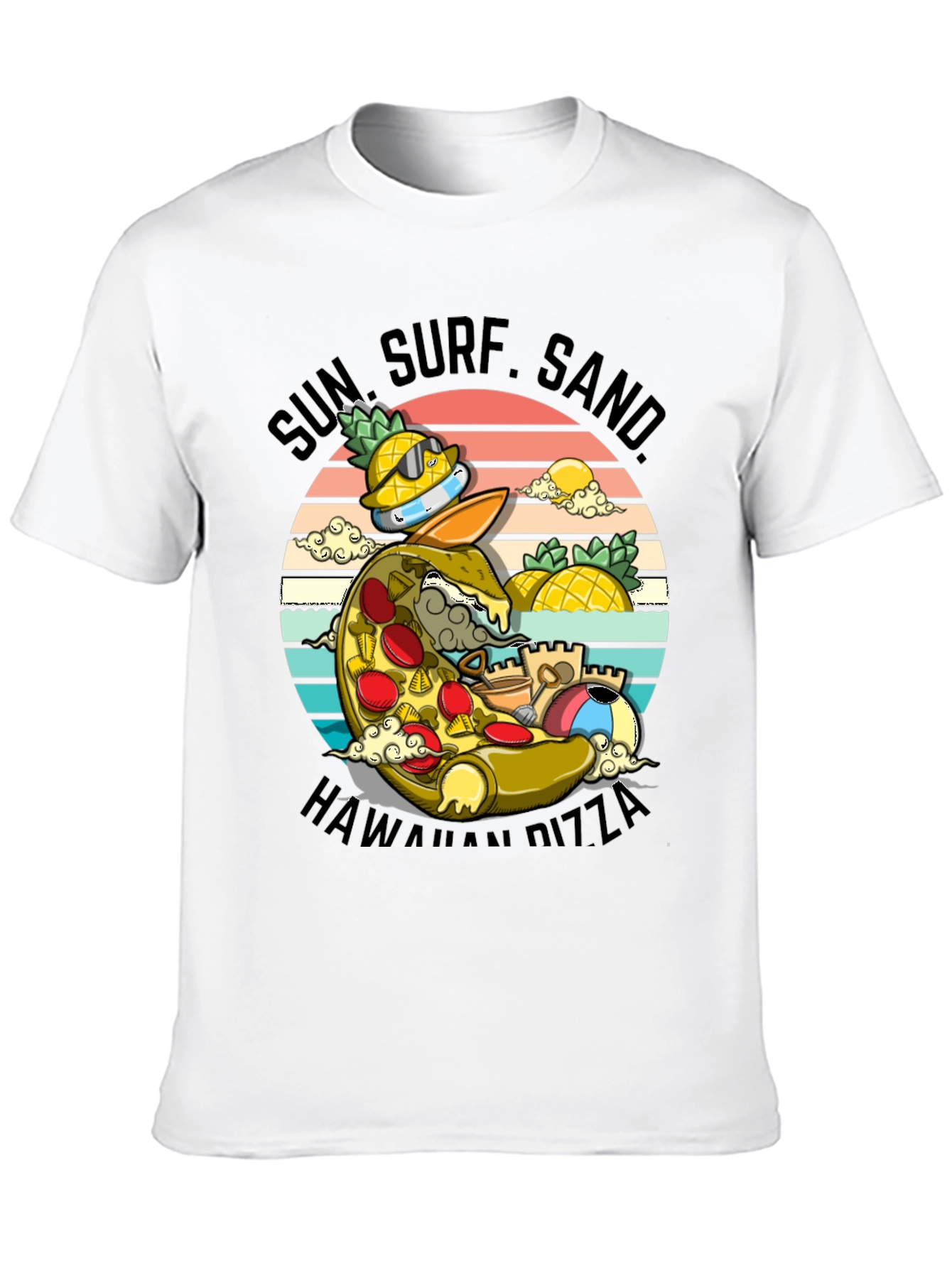 Sun Surf Sand Hawaiian Pizza T-Shirt