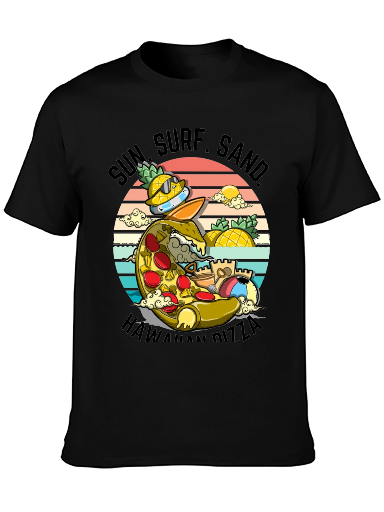 Sun Surf Sand Hawaiian Pizza T-Shirt
