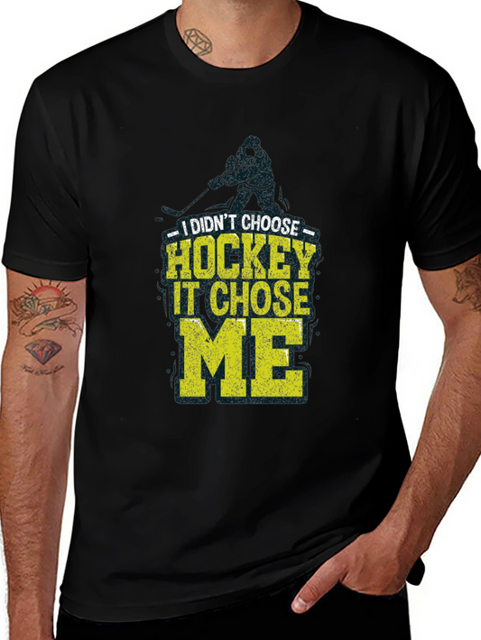 Hockey Chose Me Graphic T-Shirt - Black Cotton Tee