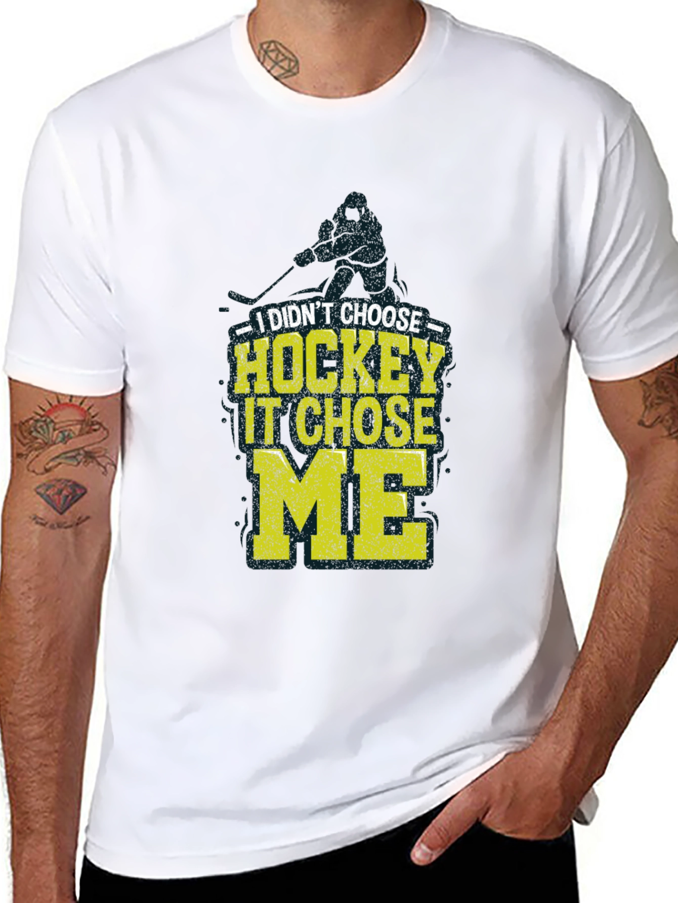 Hockey Chose Me Graphic T-Shirt - Black Cotton Tee