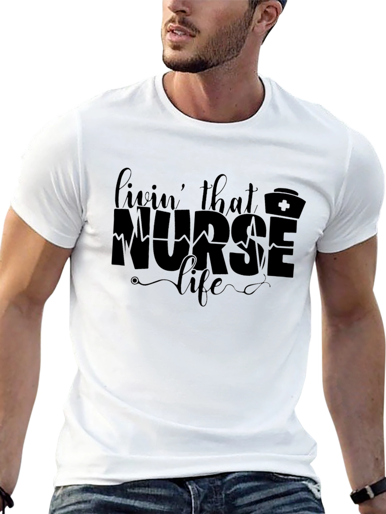 Livin That Nurse Life Black Graphic T-Shirt