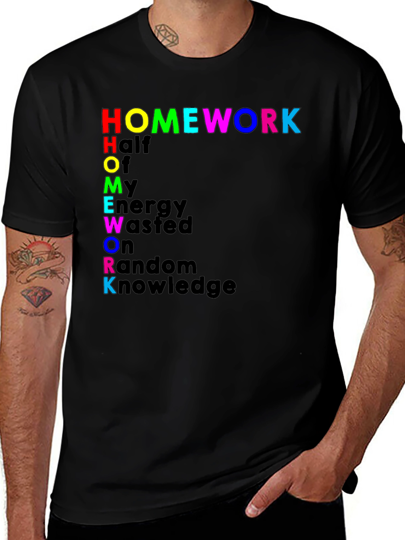 Homework Rainbow Typography T-Shirt