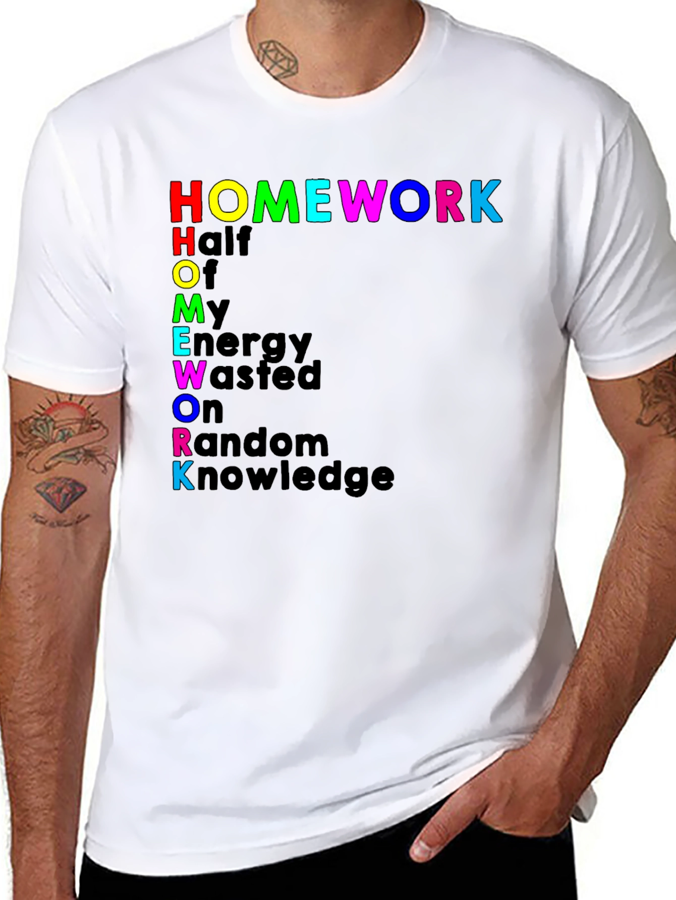 Homework Rainbow Typography T-Shirt
