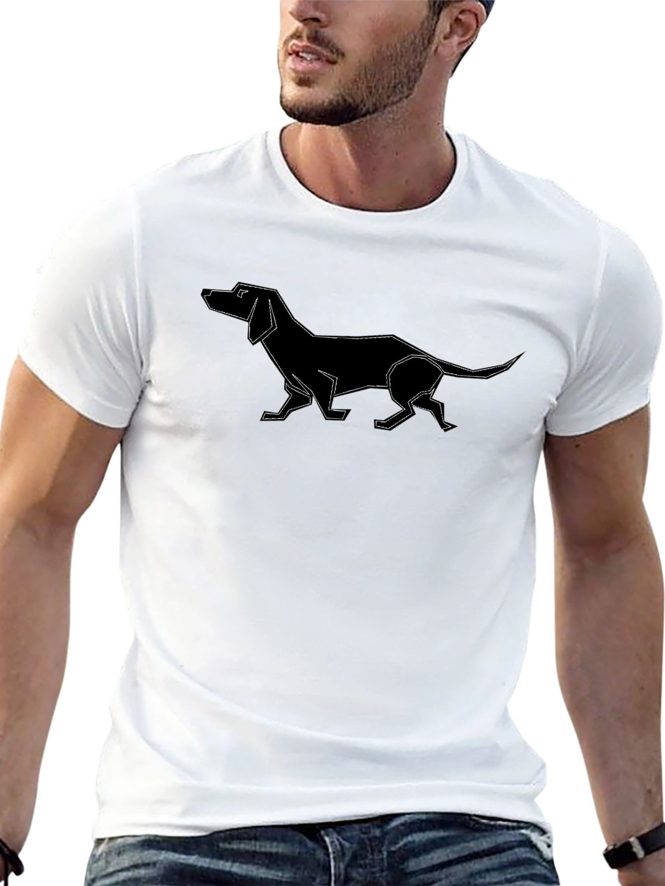 Geometric Dachshund Tee - Modern Dog Lover Style