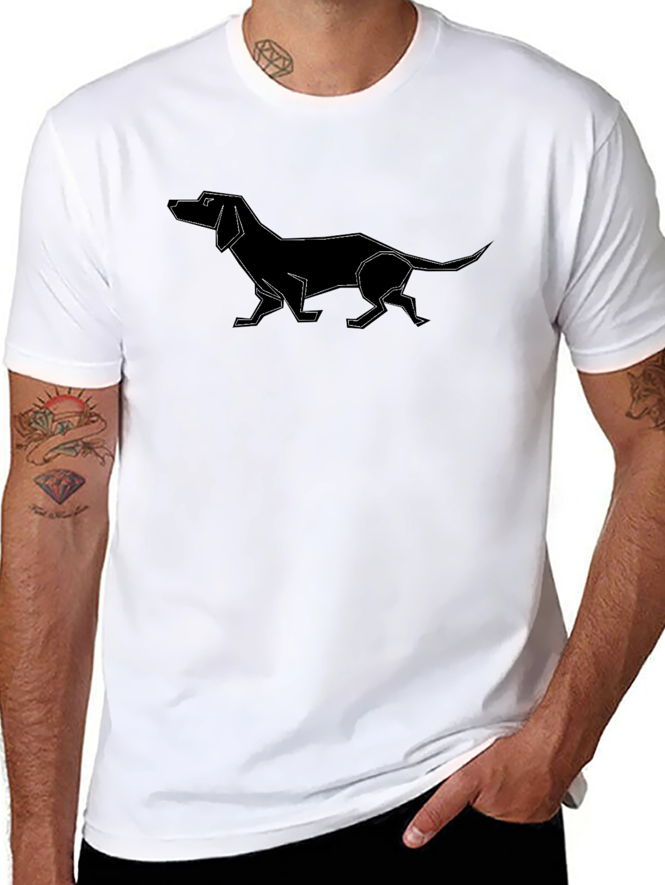 Geometric Dachshund Tee - Modern Dog Lover Style