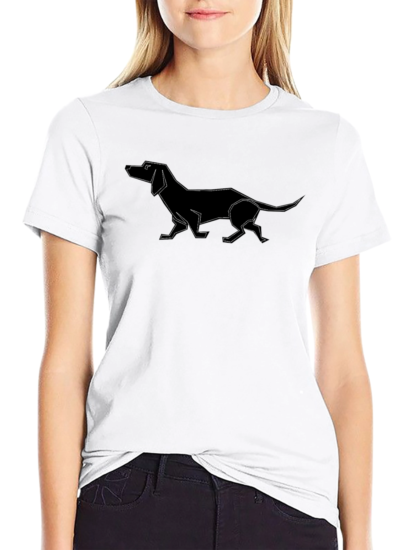 Geometric Dachshund Tee - Modern Dog Lover Style