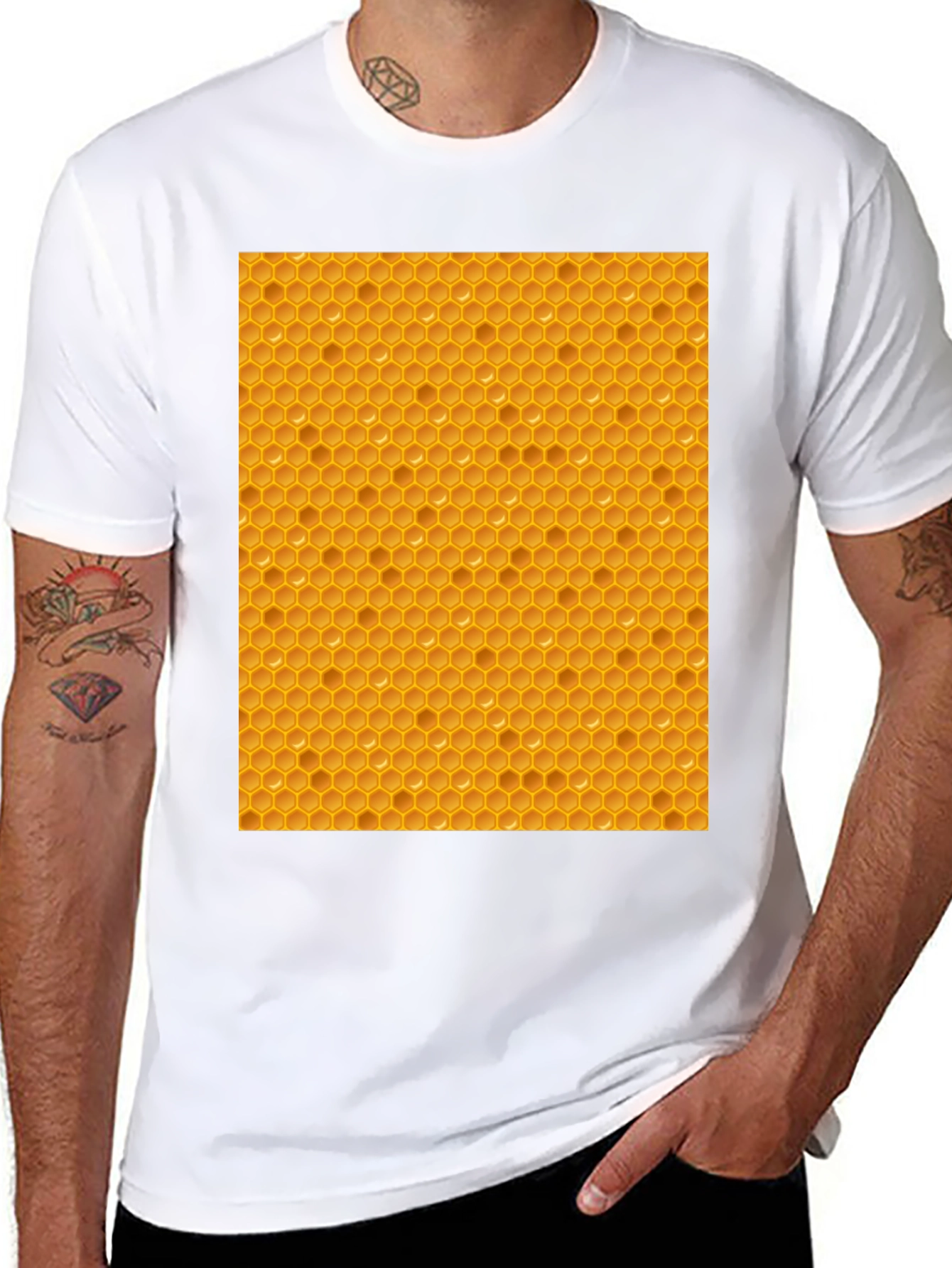 Honeycomb Patterned T-Shirt - Unique Honeycomb Design