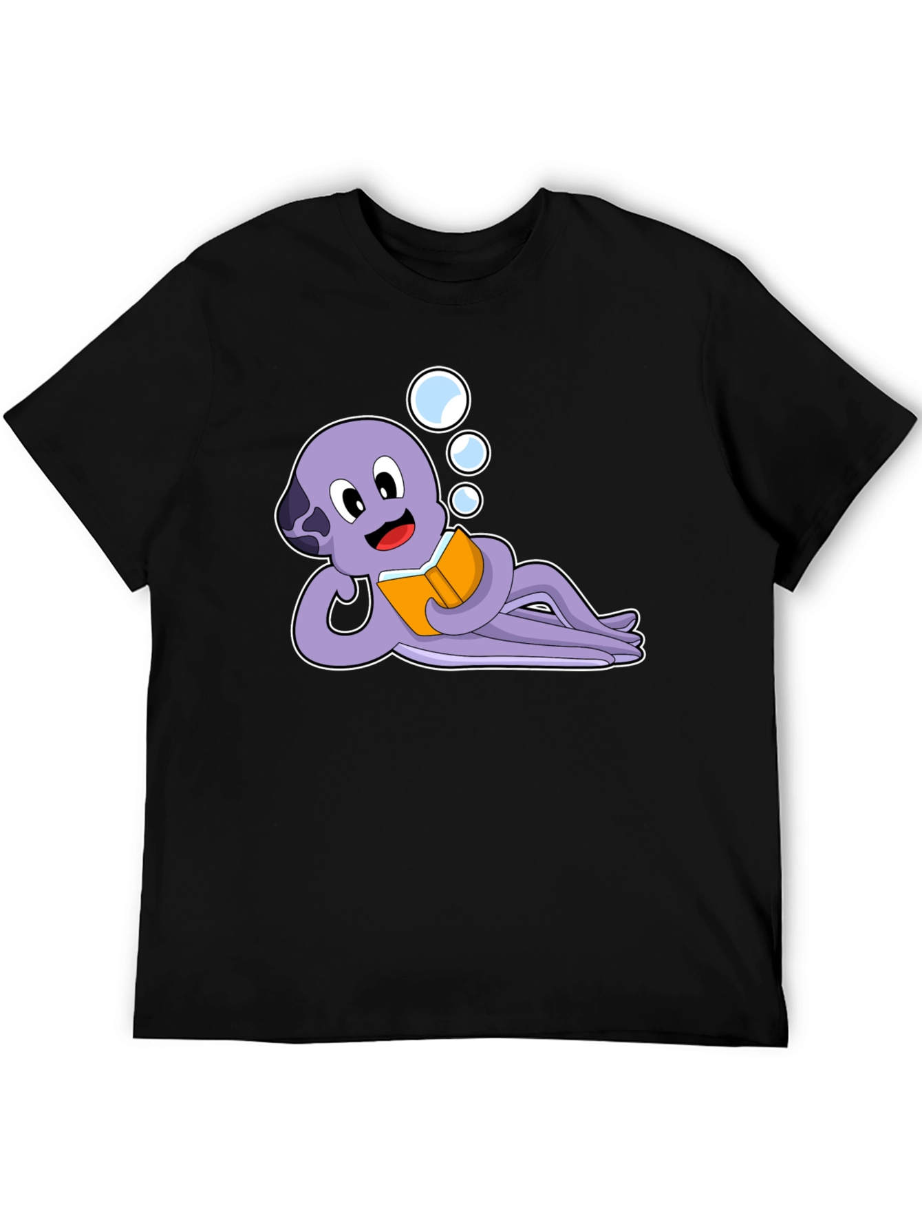 Reading Octopus Graphic Tee -  Cute Marine Life Shirt