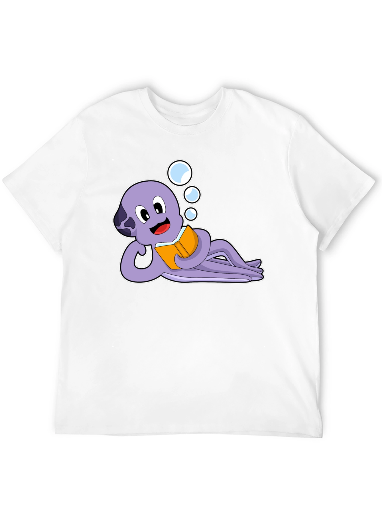 Reading Octopus Graphic Tee -  Cute Marine Life Shirt