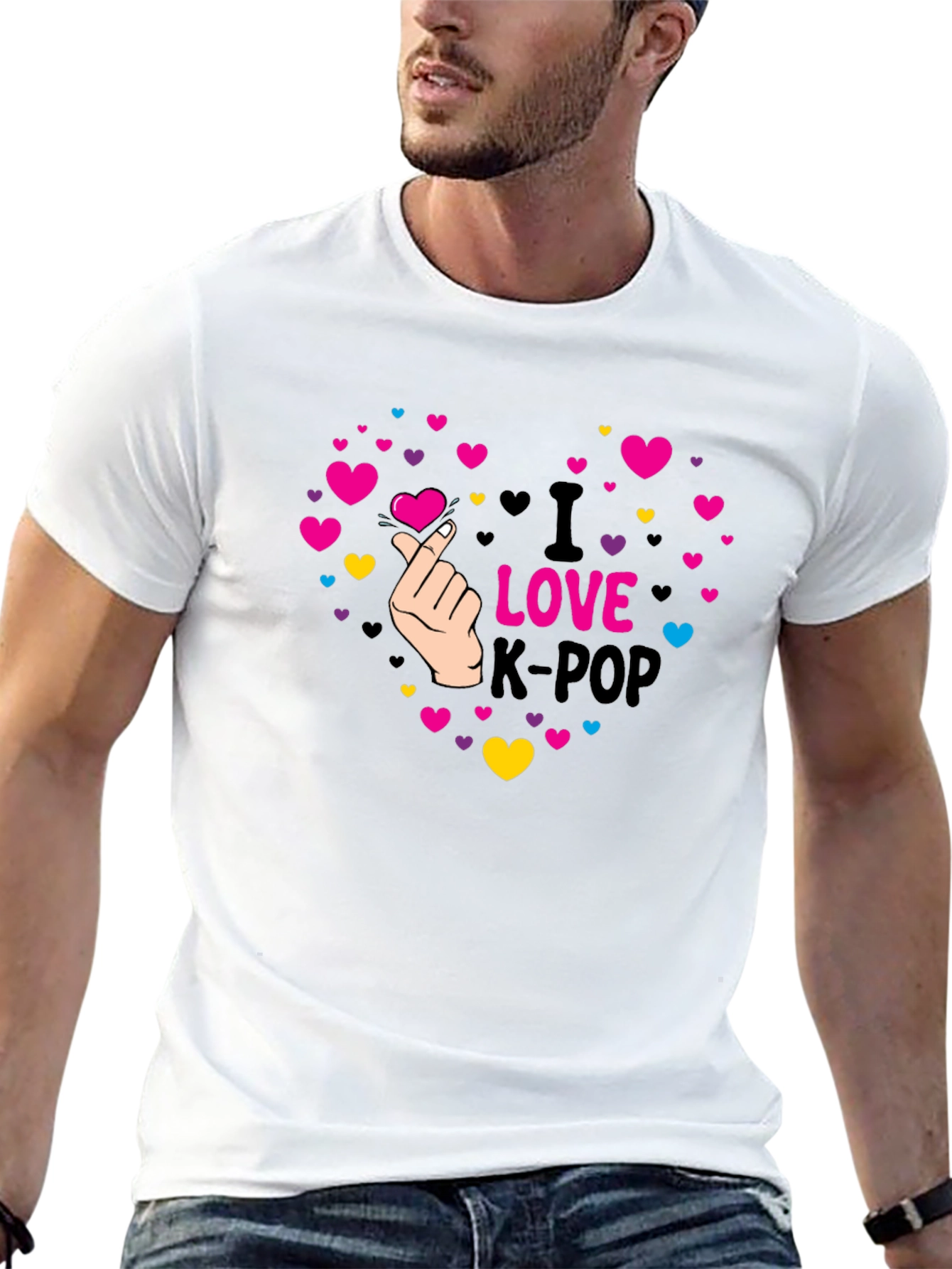 I Love K-Pop Heart Graphic T-Shirt