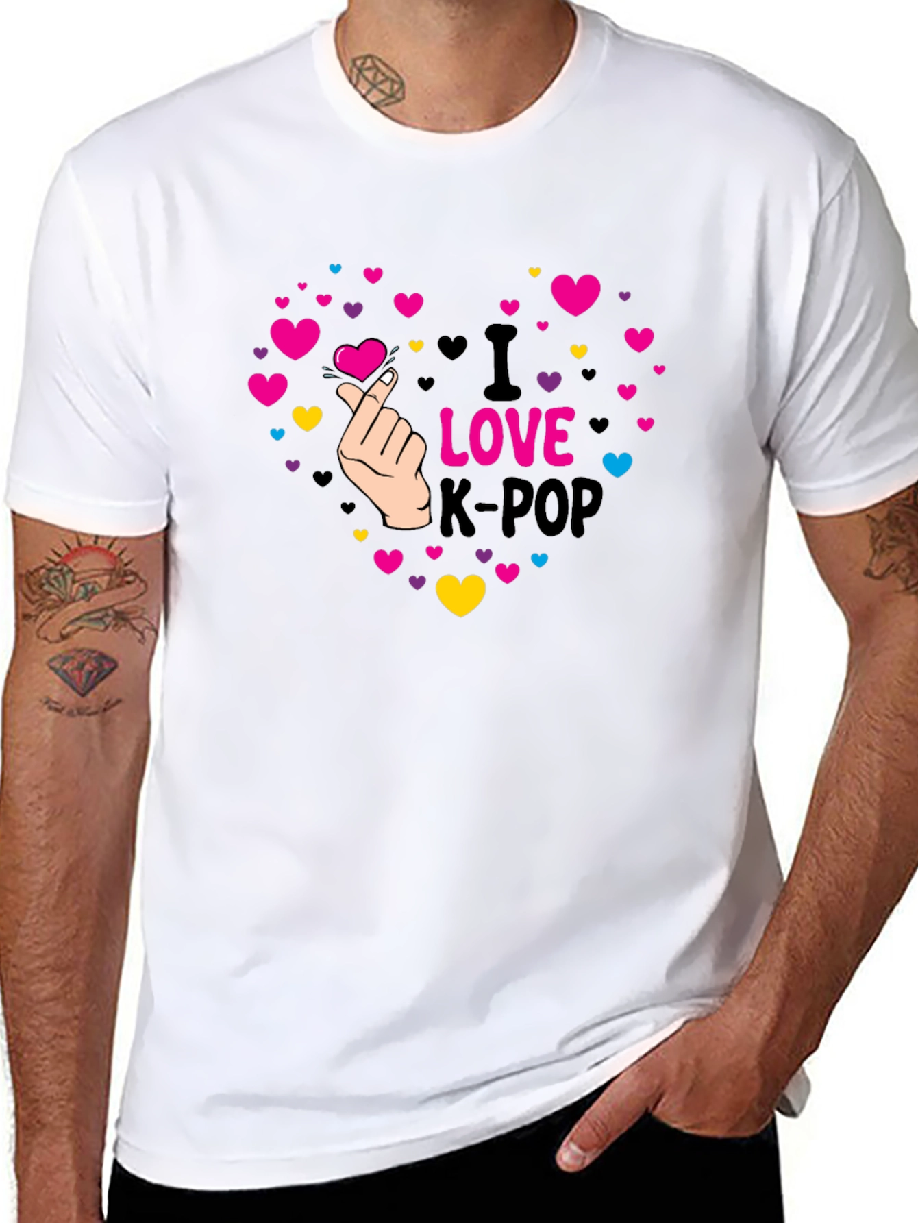 I Love K-Pop Heart Graphic T-Shirt