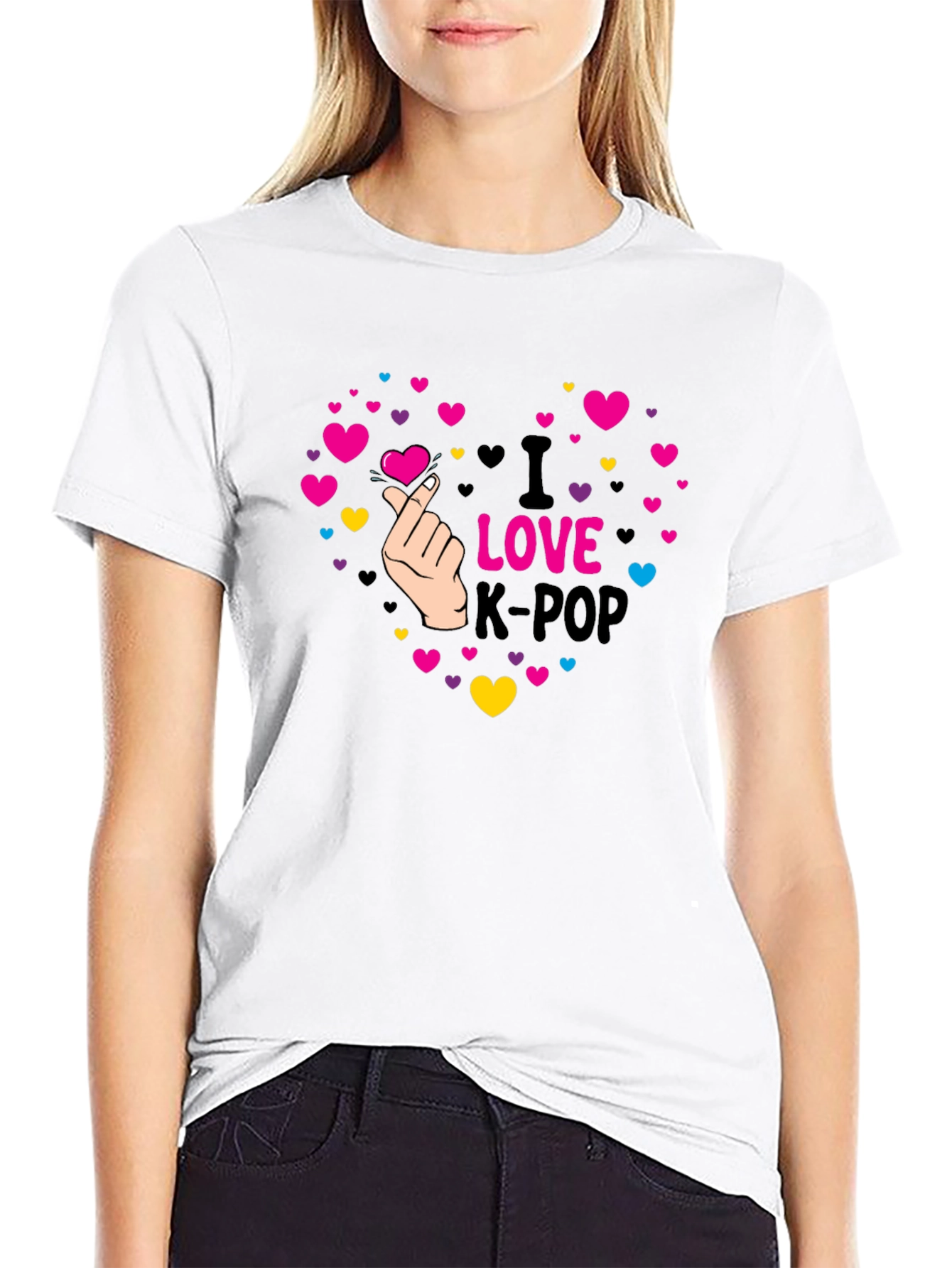 I Love K-Pop Heart Graphic T-Shirt