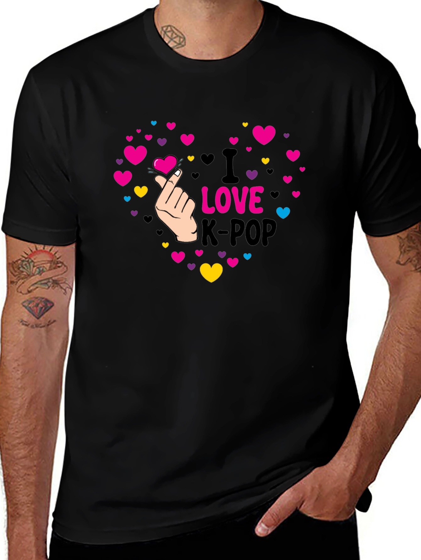 I Love K-Pop Heart Graphic T-Shirt