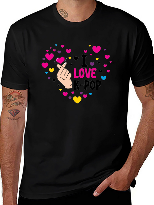 I Love K-Pop Heart Graphic T-Shirt