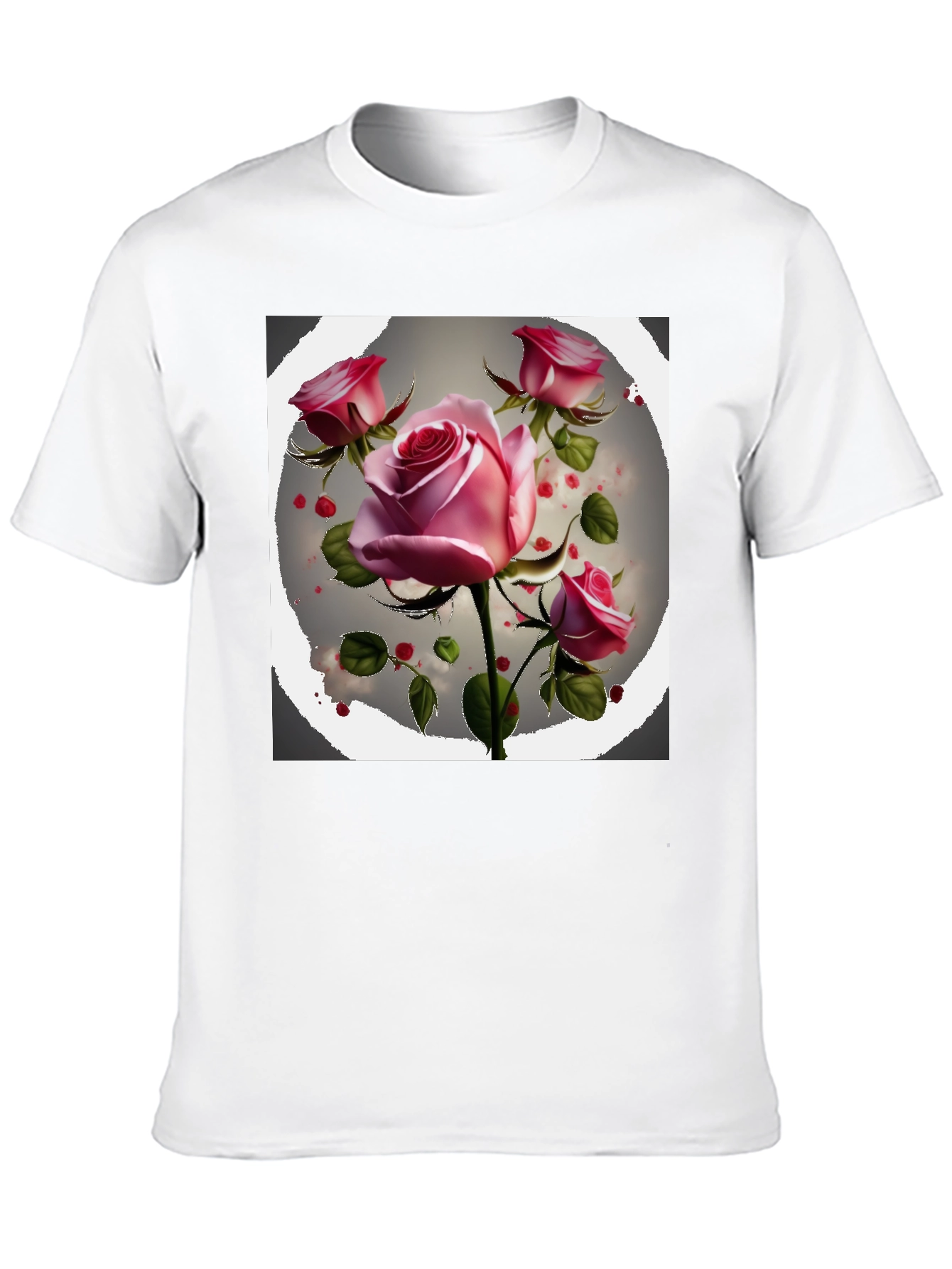 Floral Rose Graphic Tee - Stylish Black T-Shirt