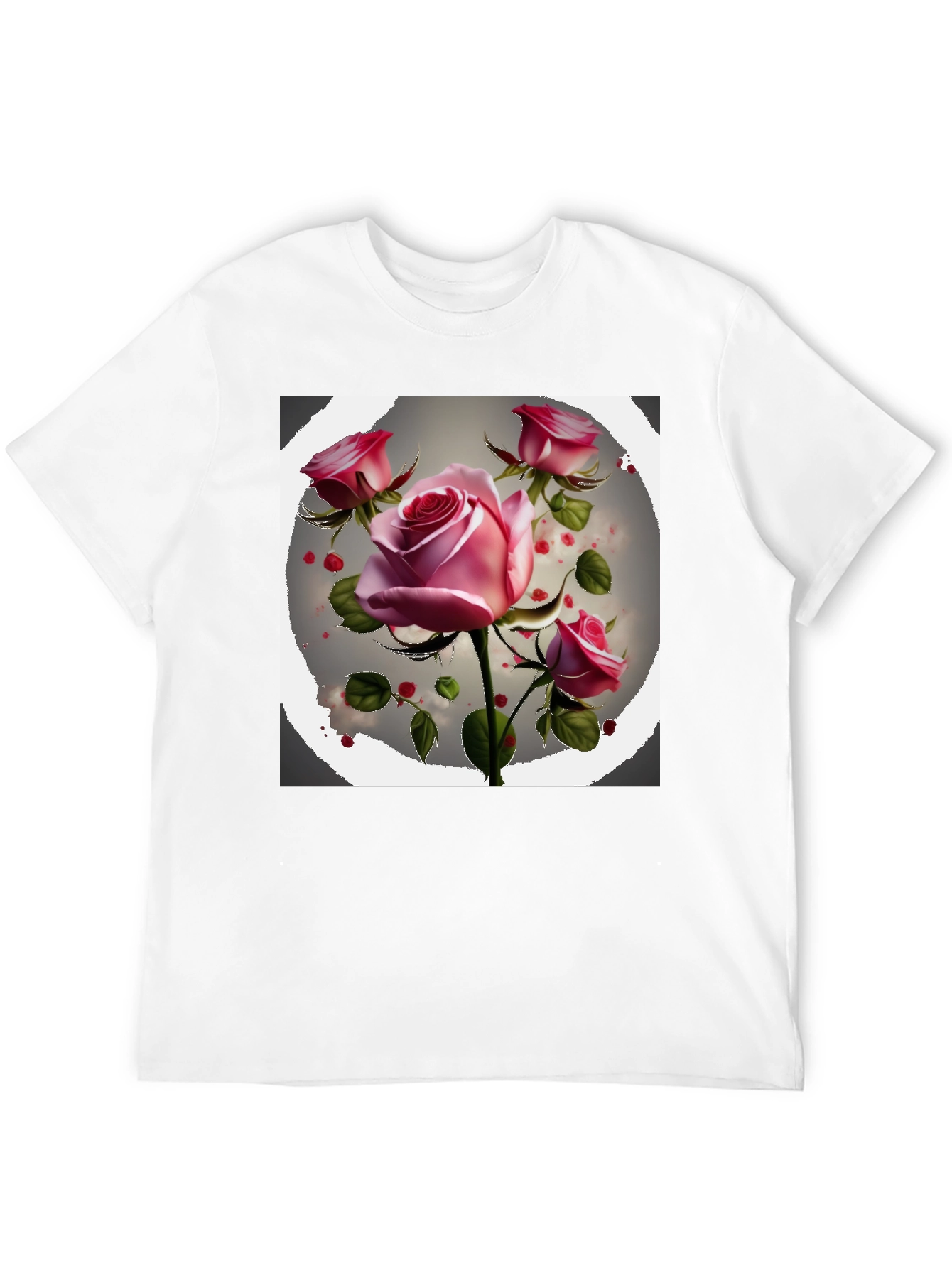 Floral Rose Graphic Tee - Stylish Black T-Shirt