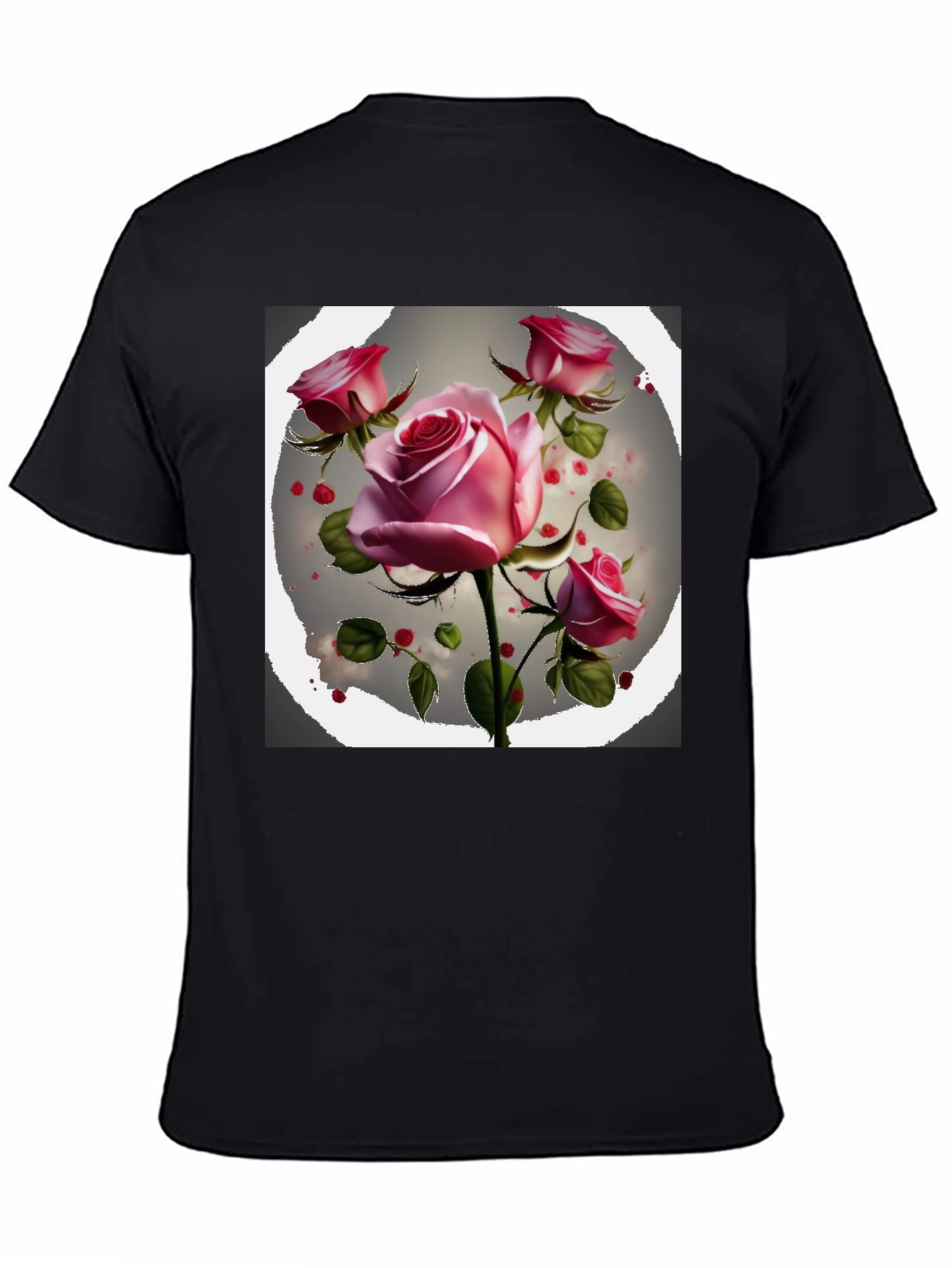 Floral Rose Graphic Tee - Stylish Black T-Shirt