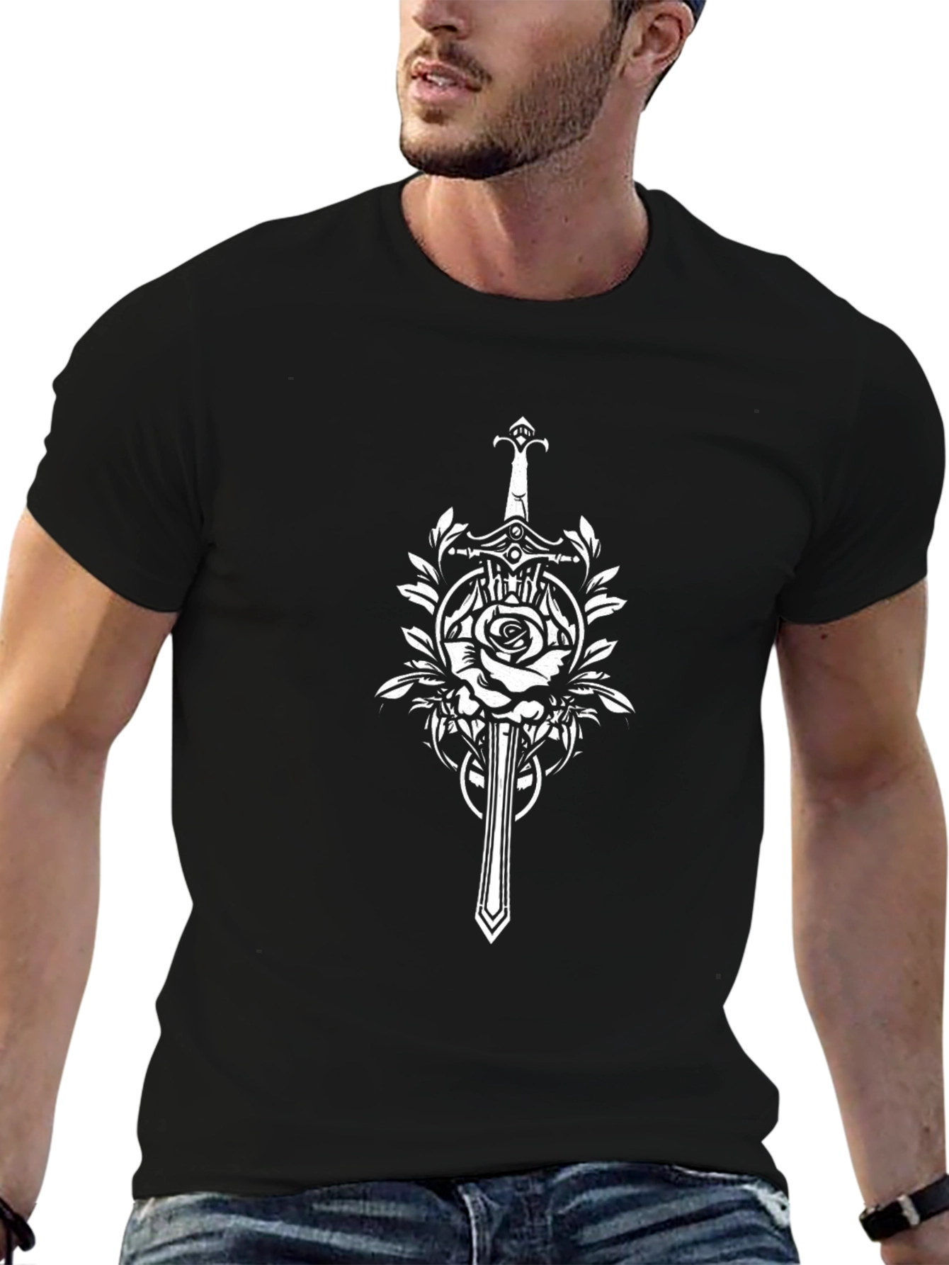 Sword & Rose Graphic Black T-Shirt
