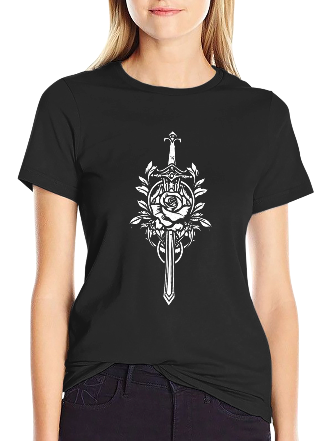 Sword & Rose Graphic Black T-Shirt