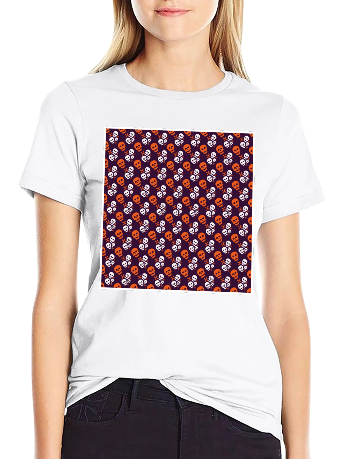 Skull Pattern T-Shirt - Halloween Style