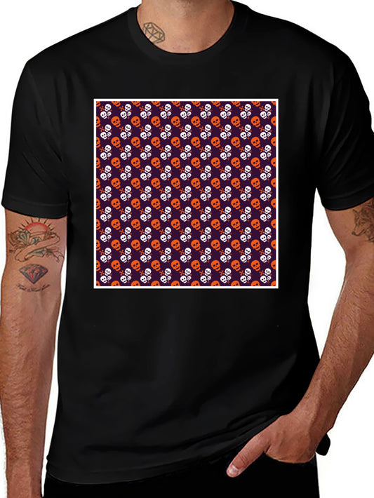 Skull Pattern T-Shirt - Halloween Style