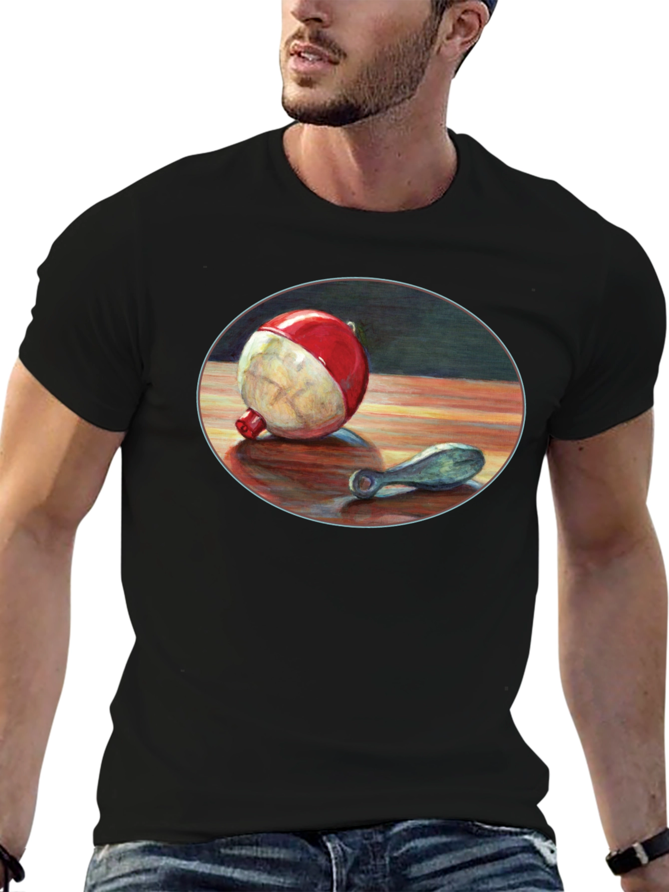 Fishing Bobber Graphic Tee - Black