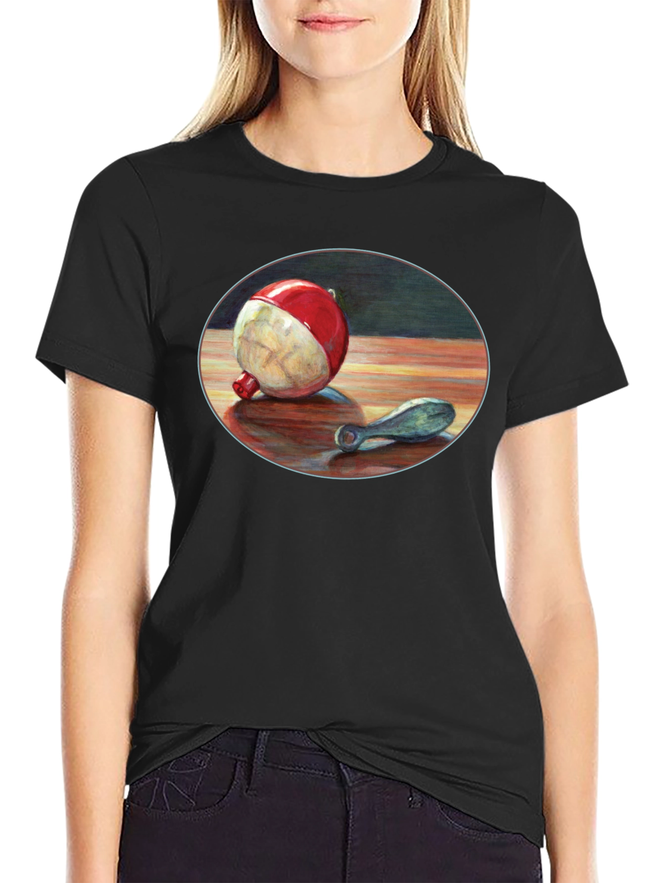 Fishing Bobber Graphic Tee - Black