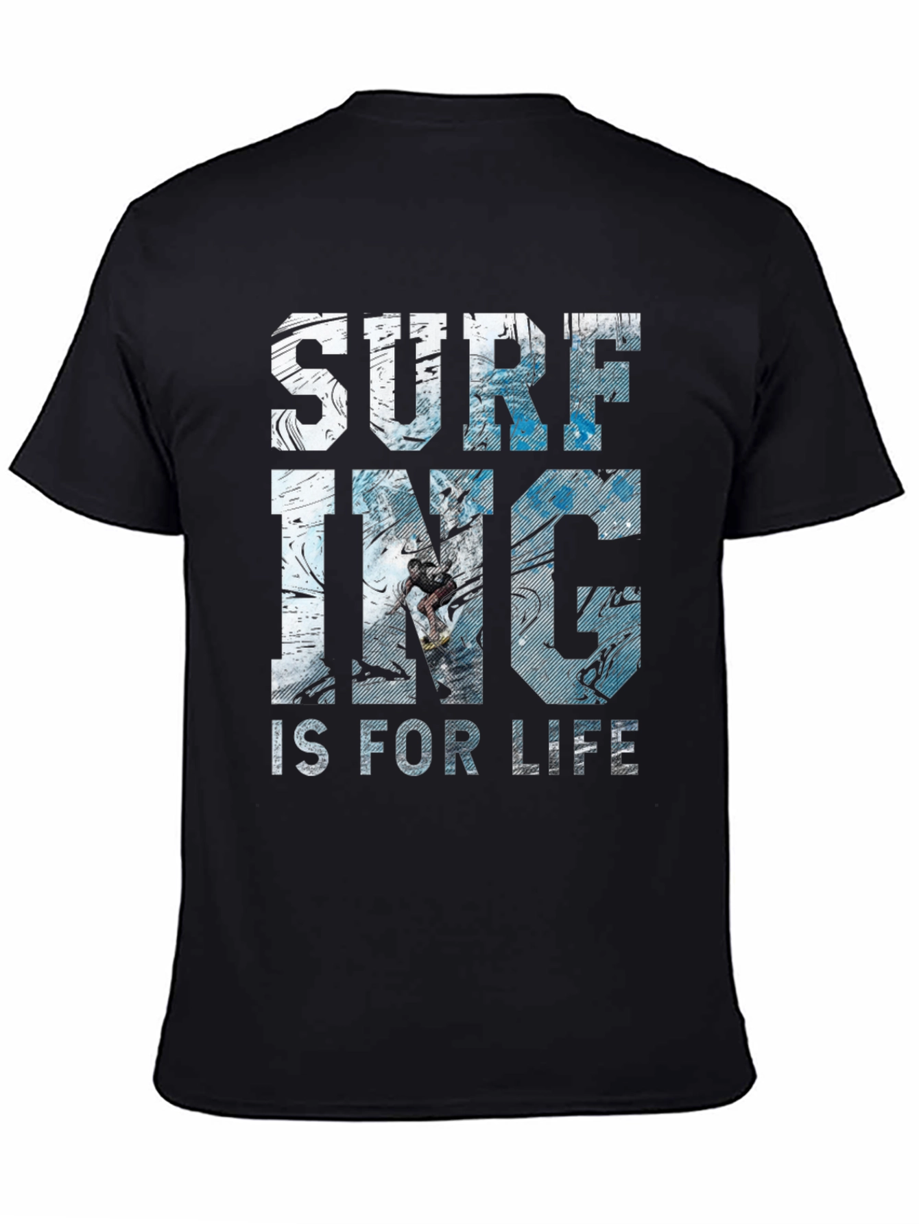 Surfing Is For Life Graphic Tee - Black