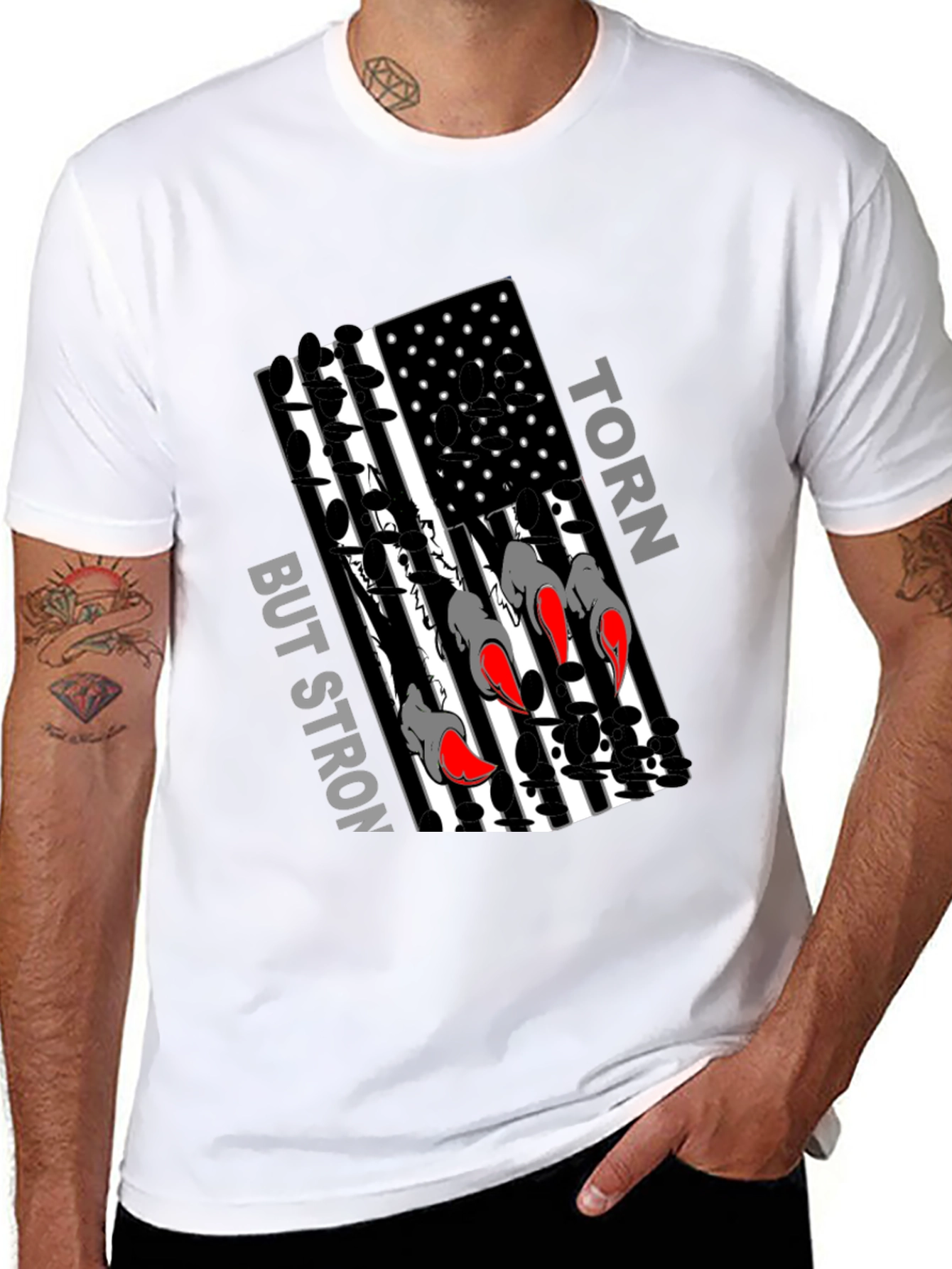 Torn But Strong USA Flag Graphic T-Shirt