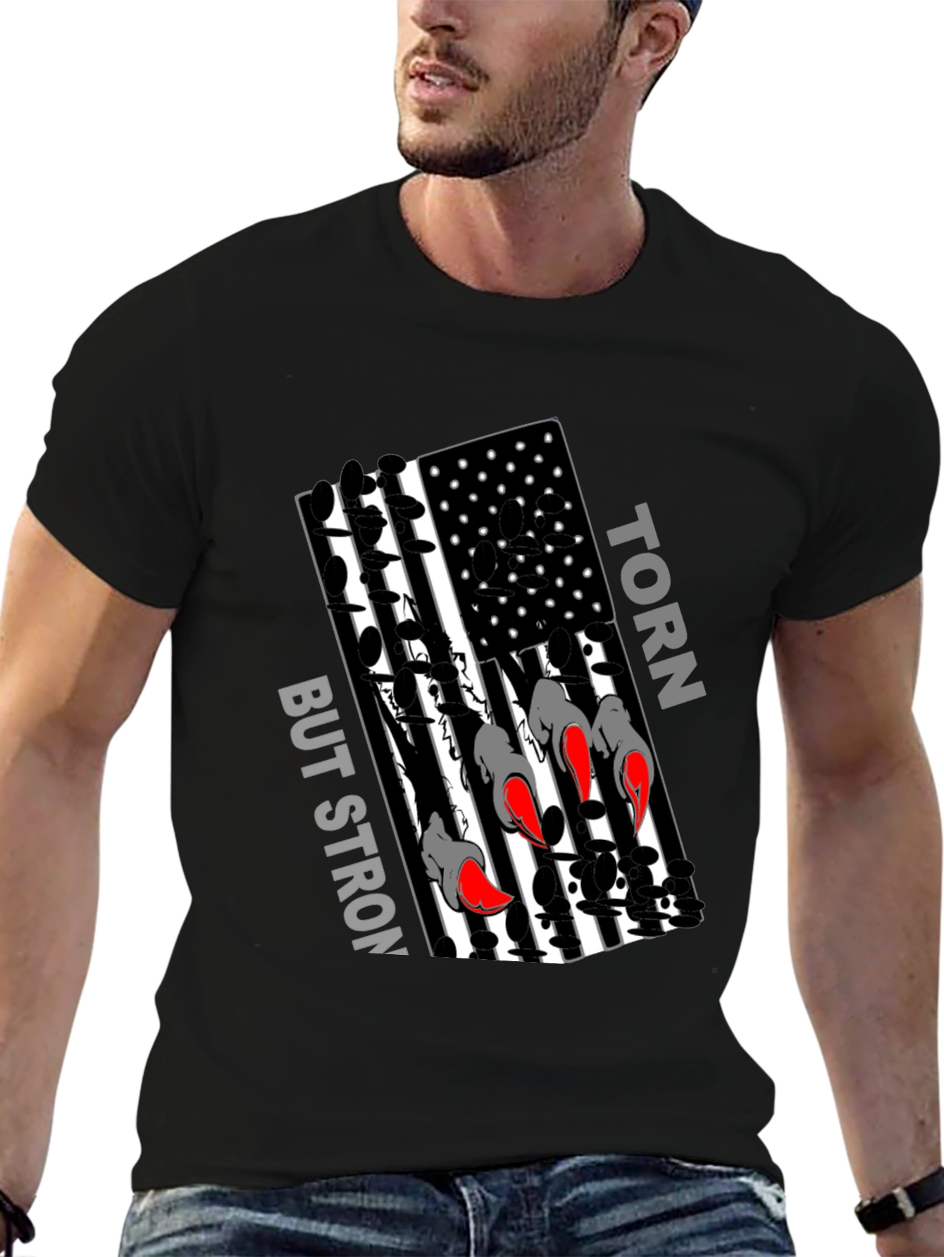 Torn But Strong USA Flag Graphic T-Shirt